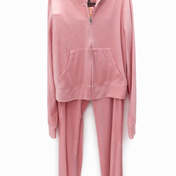 JUICY COUTURE OG Bling Velour Tracksuit Hoodie & Pants Flamingo Pink LARGE - Picture 6 of 7